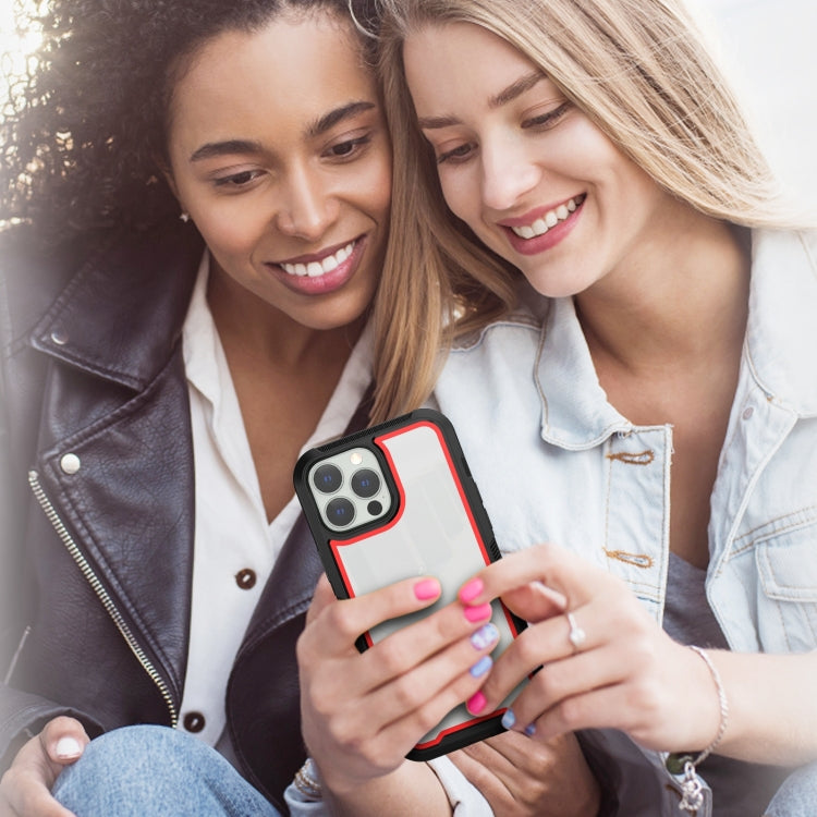 For iPhone 14 Pro Max Colorful Border TPU + PC Full Coverage Phone Case