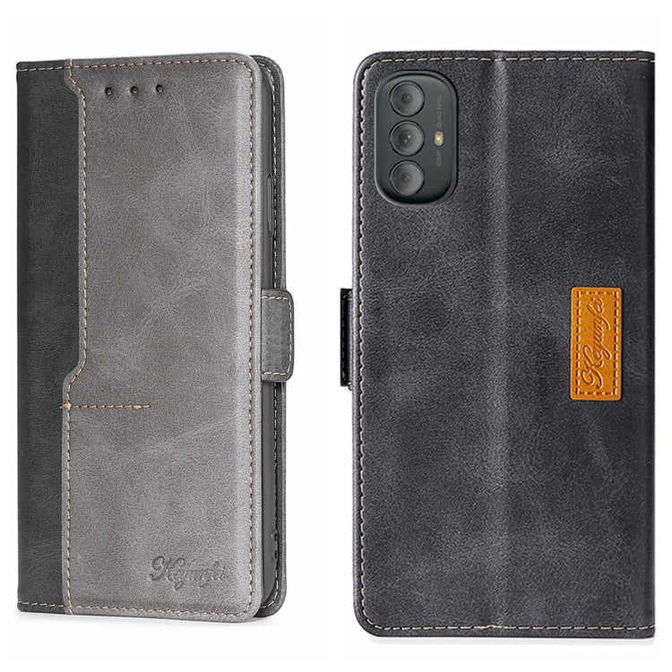 For Motorola Moto G Power 2022 Contrast Color Side Buckle Leather Phone Case
