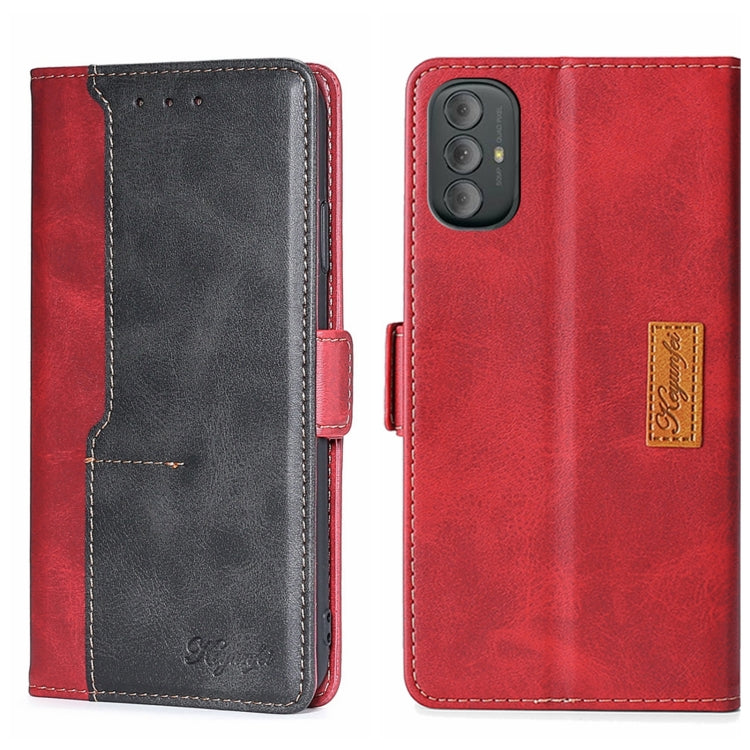For Motorola Moto G Power 2022 Contrast Color Side Buckle Leather Phone Case