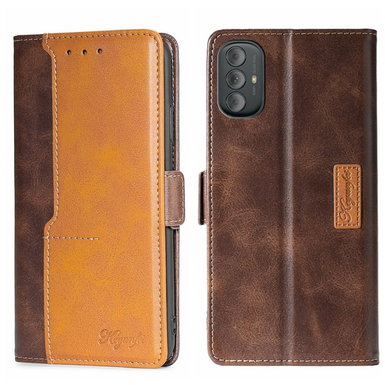 For Motorola Moto G Power 2022 Contrast Color Side Buckle Leather Phone Case