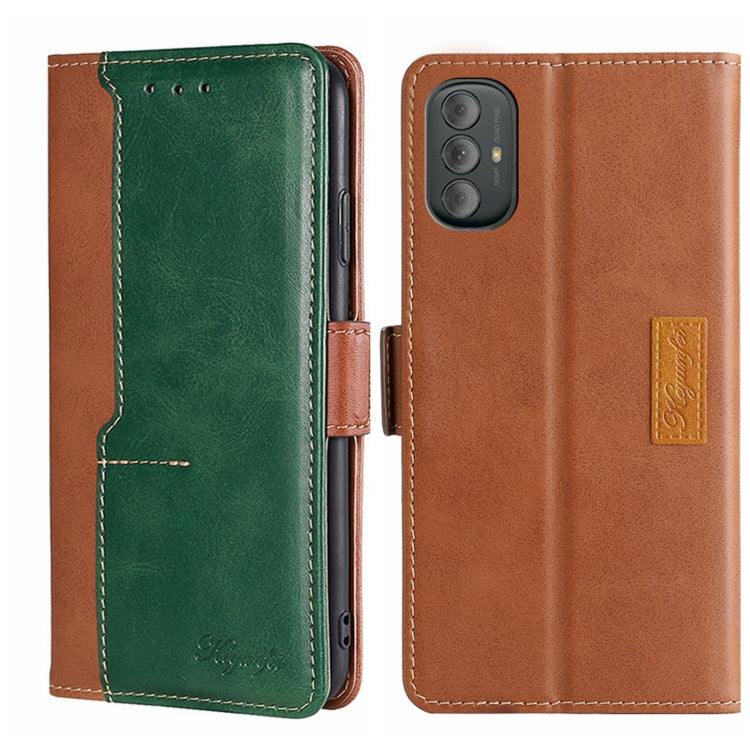 For Motorola Moto G Power 2022 Contrast Color Side Buckle Leather Phone Case