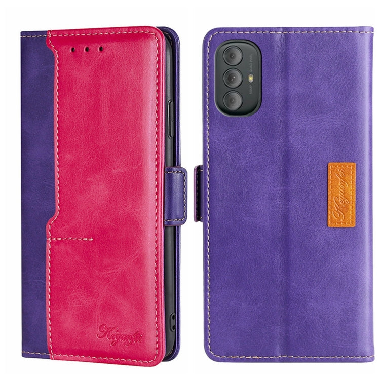 For Motorola Moto G Power 2022 Contrast Color Side Buckle Leather Phone Case