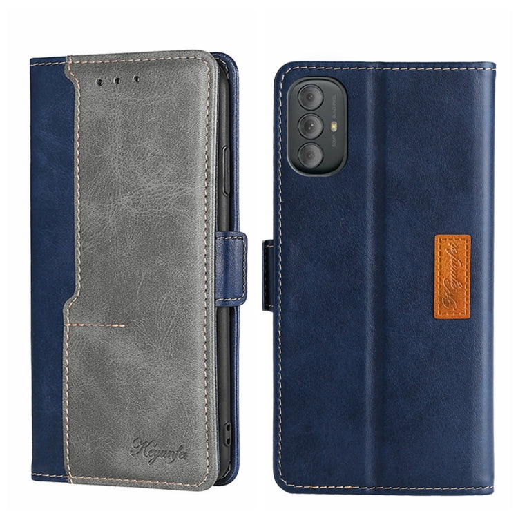For Motorola Moto G Power 2022 Contrast Color Side Buckle Leather Phone Case