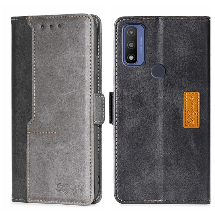 For Motorola Moto G Pure Contrast Color Side Buckle Leather Phone Case