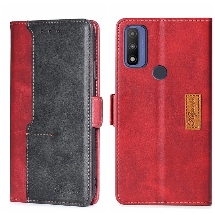 For Motorola Moto G Pure Contrast Color Side Buckle Leather Phone Case