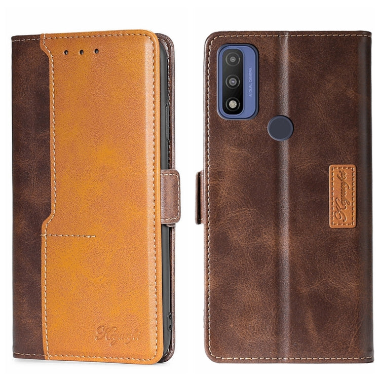 For Motorola Moto G Pure Contrast Color Side Buckle Leather Phone Case
