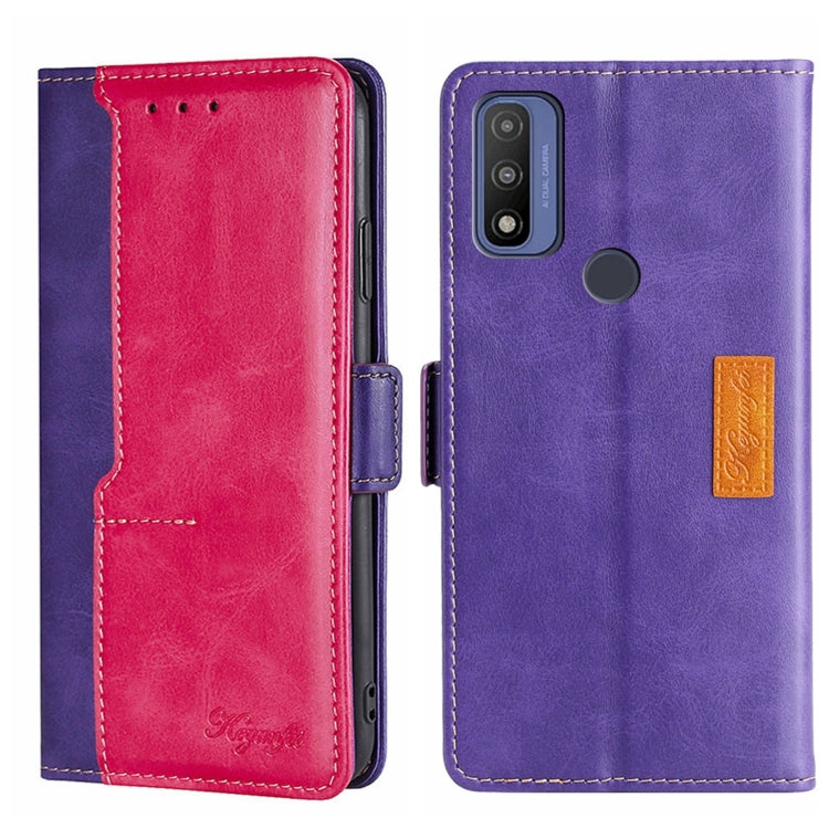 For Motorola Moto G Pure Contrast Color Side Buckle Leather Phone Case