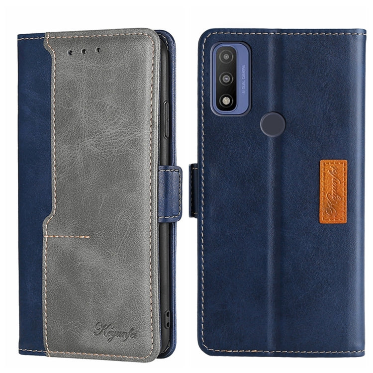 For Motorola Moto G Pure Contrast Color Side Buckle Leather Phone Case