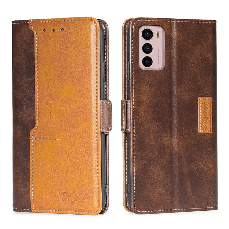 For Motorola Moto G42 4G Contrast Color Side Buckle Leather Phone Case
