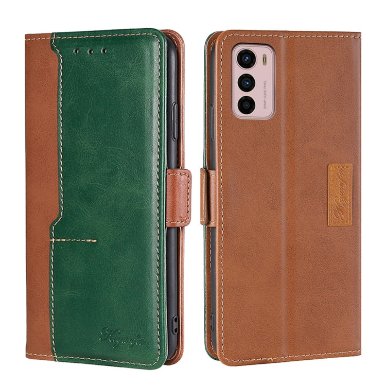 For Motorola Moto G42 4G Contrast Color Side Buckle Leather Phone Case