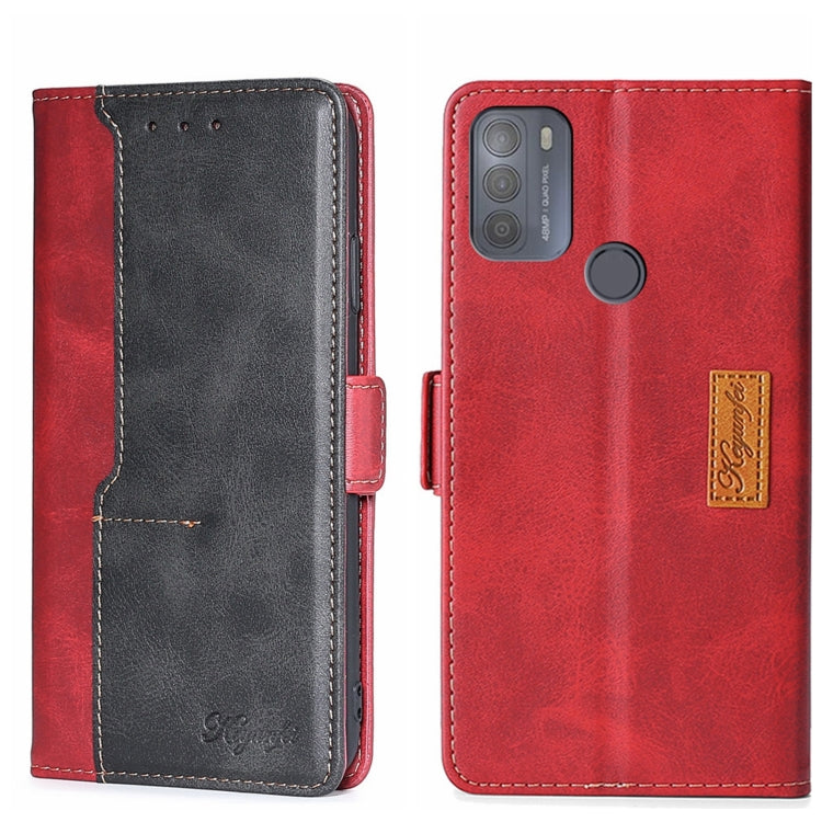 For Motorola Moto G50 Contrast Color Side Buckle Leather Phone Case
