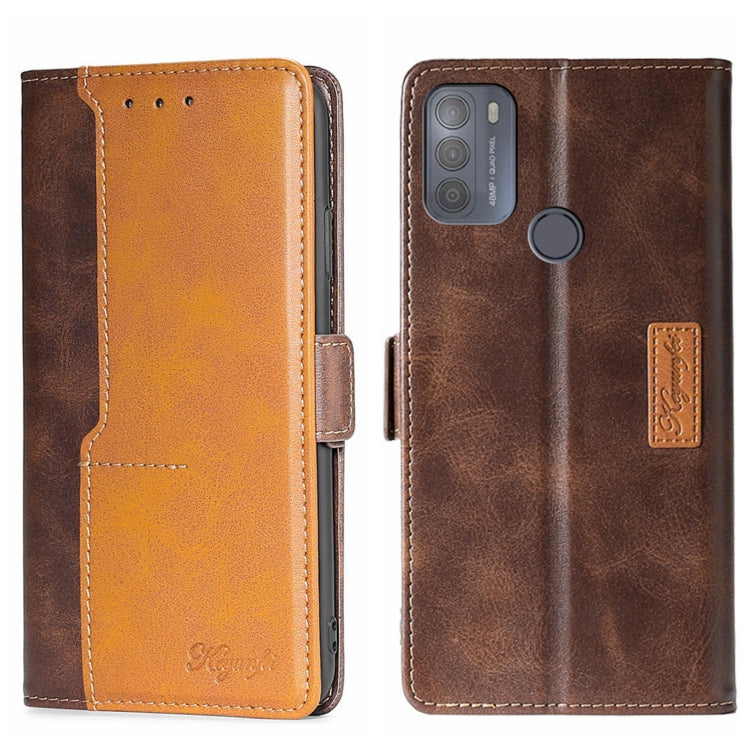 For Motorola Moto G50 Contrast Color Side Buckle Leather Phone Case