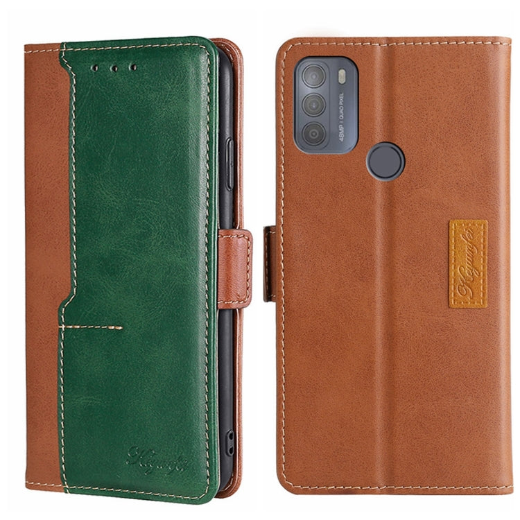 For Motorola Moto G50 Contrast Color Side Buckle Leather Phone Case