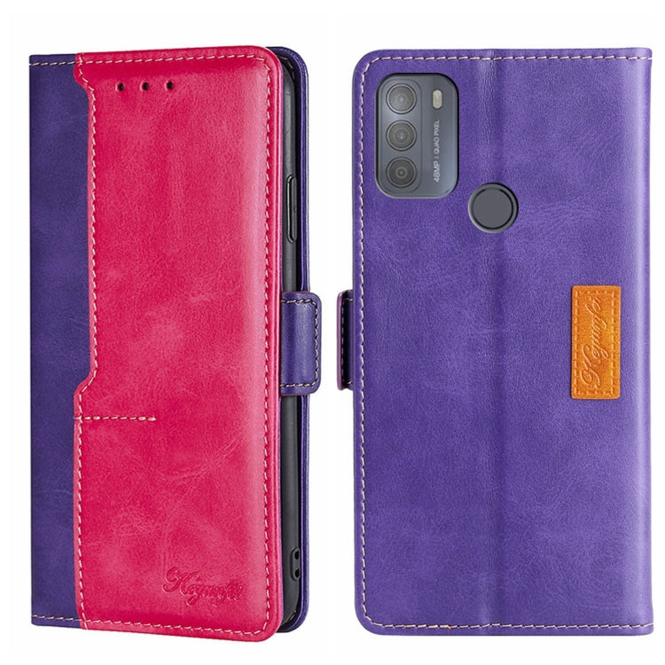 For Motorola Moto G50 Contrast Color Side Buckle Leather Phone Case