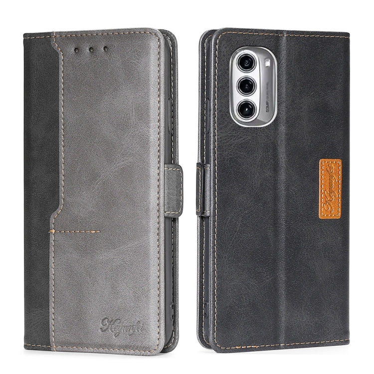 For Motorola Moto G52J 5G Contrast Color Side Buckle Leather Phone Case