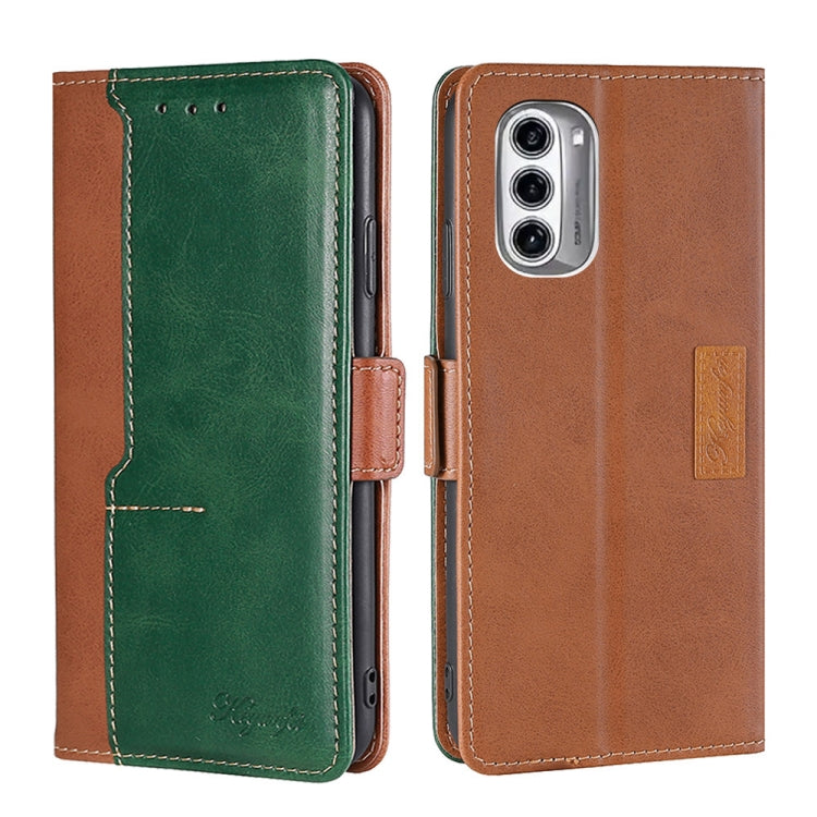 For Motorola Moto G52J 5G Contrast Color Side Buckle Leather Phone Case