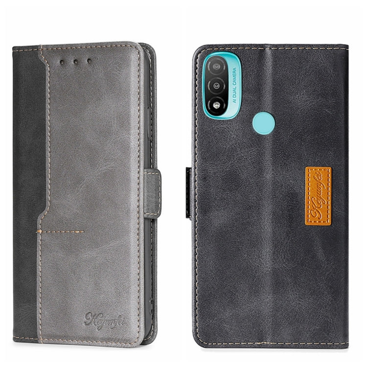 For Motorola Moto E20 Contrast Color Side Buckle Leather Phone Case