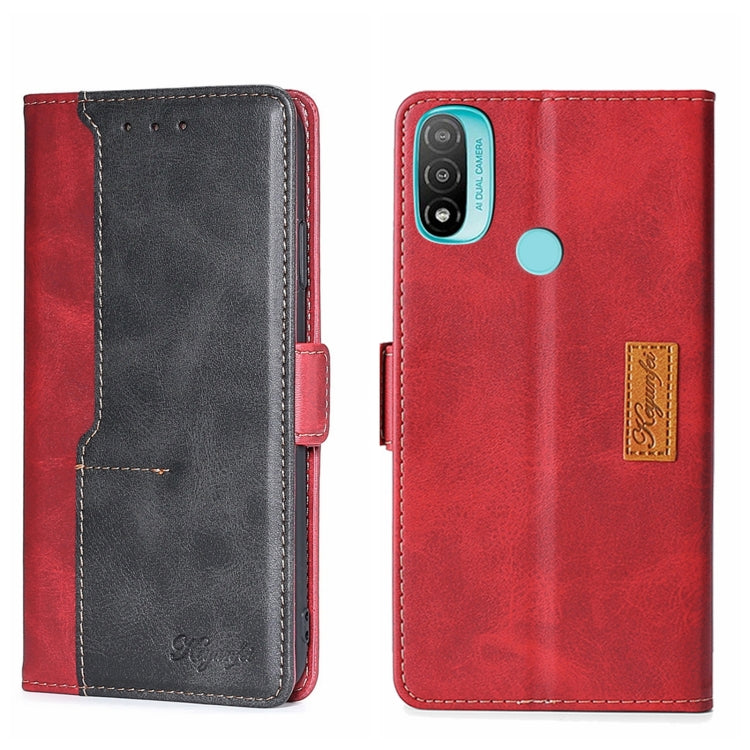 For Motorola Moto E20 Contrast Color Side Buckle Leather Phone Case