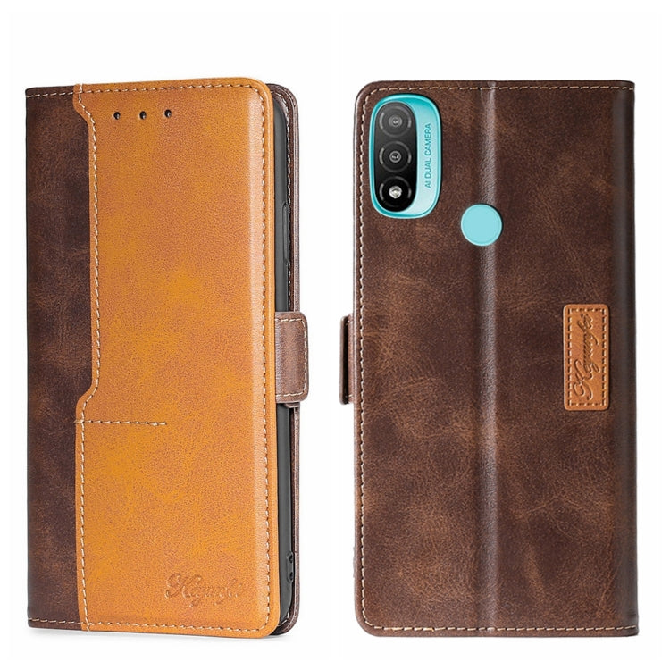For Motorola Moto E20 Contrast Color Side Buckle Leather Phone Case
