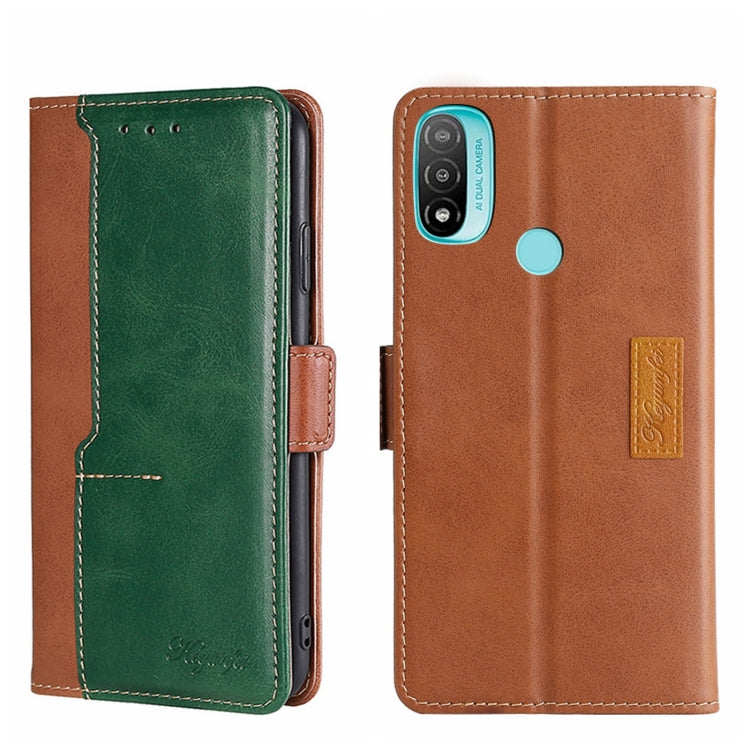 For Motorola Moto E20 Contrast Color Side Buckle Leather Phone Case