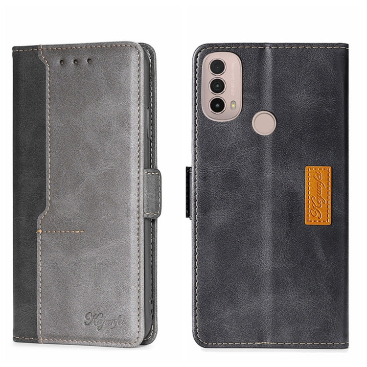 For Motorola Moto E40 Contrast Color Side Buckle Leather Phone Case