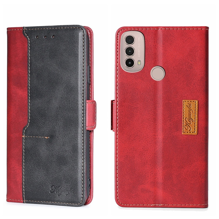 For Motorola Moto E40 Contrast Color Side Buckle Leather Phone Case