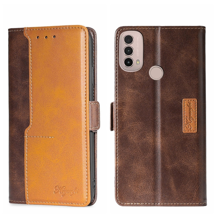 For Motorola Moto E40 Contrast Color Side Buckle Leather Phone Case