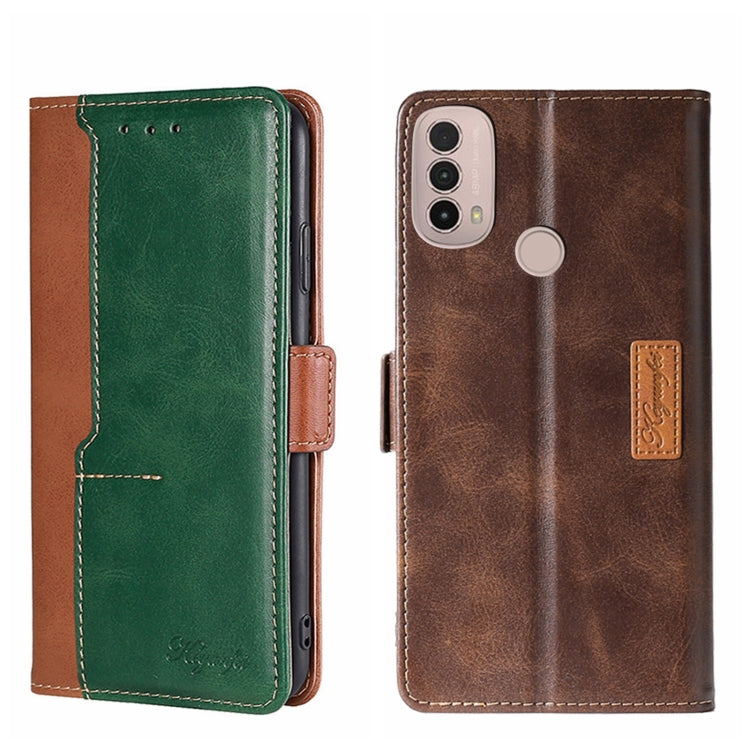 For Motorola Moto E40 Contrast Color Side Buckle Leather Phone Case