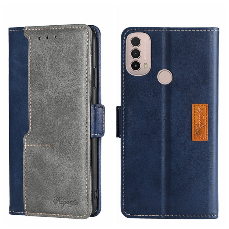 For Motorola Moto E40 Contrast Color Side Buckle Leather Phone Case