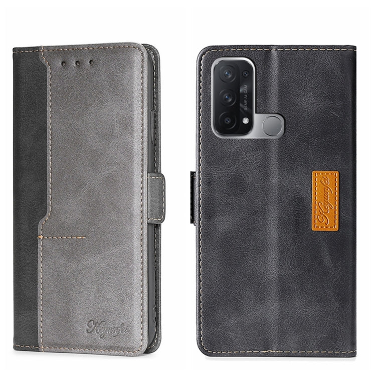 For OPPO Reno5 A Contrast Color Side Buckle Leather Phone Case