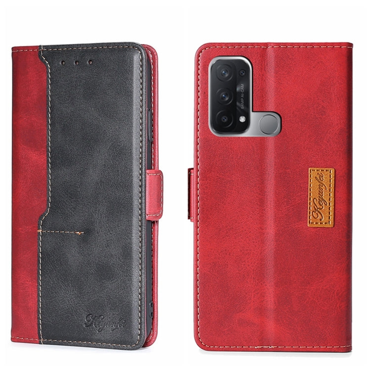 For OPPO Reno5 A Contrast Color Side Buckle Leather Phone Case