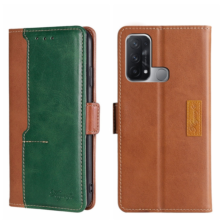 For OPPO Reno5 A Contrast Color Side Buckle Leather Phone Case