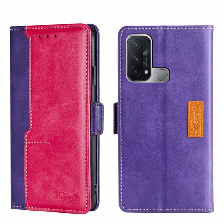 For OPPO Reno5 A Contrast Color Side Buckle Leather Phone Case