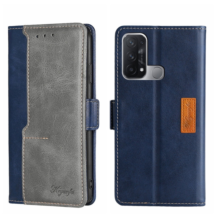 For OPPO Reno5 A Contrast Color Side Buckle Leather Phone Case