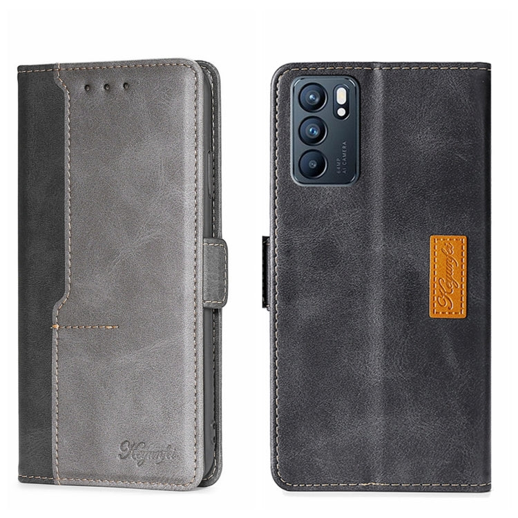 For OPPO Reno6 5G Contrast Color Side Buckle Leather Phone Case