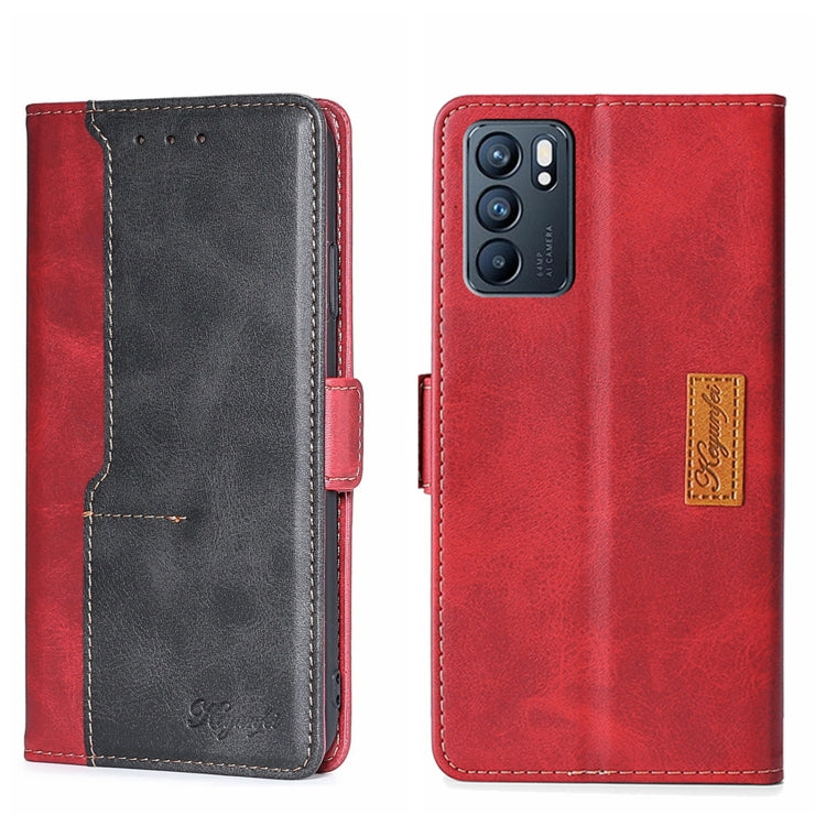 For OPPO Reno6 5G Contrast Color Side Buckle Leather Phone Case