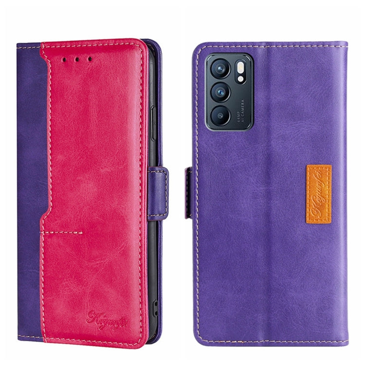 For OPPO Reno6 5G Contrast Color Side Buckle Leather Phone Case