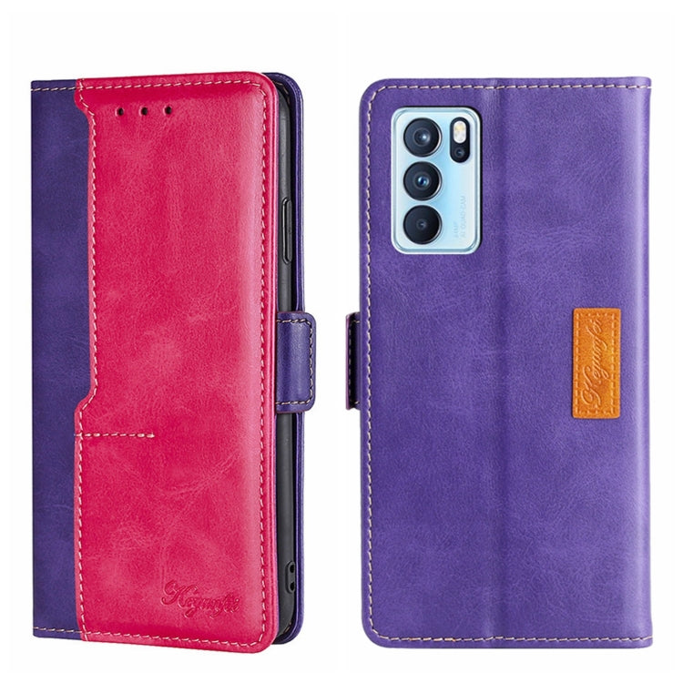 For OPPO Reno6 Pro 5G Contrast Color Side Buckle Leather Phone Case