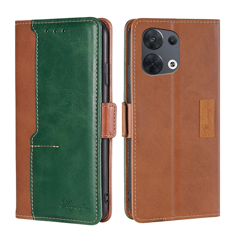 For OPPO Reno8 5G Contrast Color Side Buckle Leather Phone Case