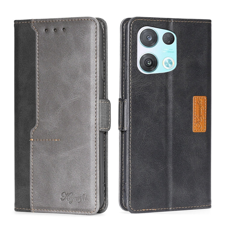 For OPPO Reno8 Pro 5G Contrast Color Side Buckle Leather Phone Case