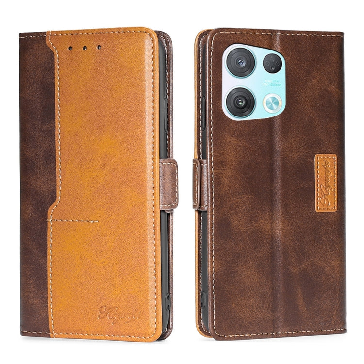 For OPPO Reno8 Pro 5G Contrast Color Side Buckle Leather Phone Case