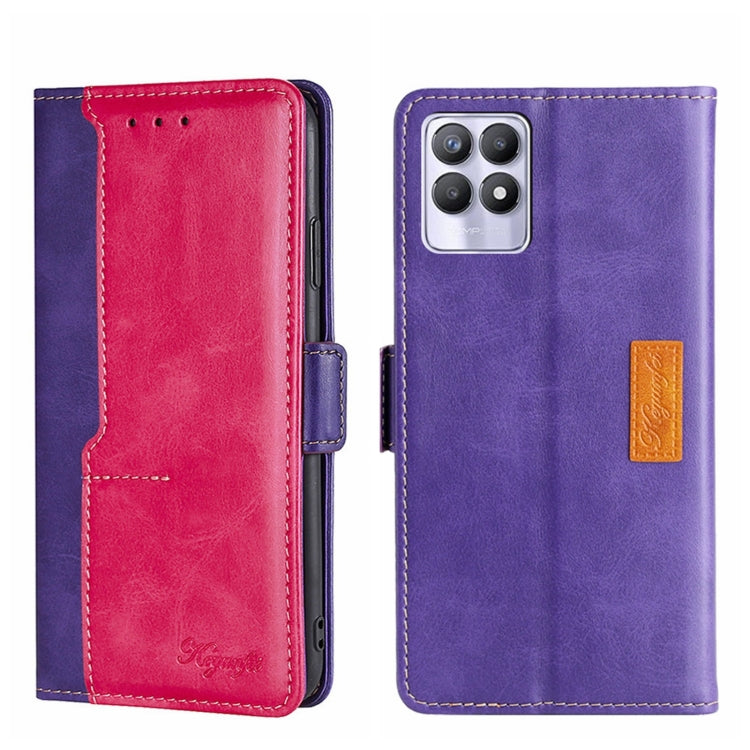For OPPO Realme 8i Contrast Color Side Buckle Leather Phone Case