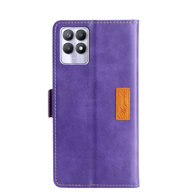 For OPPO Realme 8i Contrast Color Side Buckle Leather Phone Case