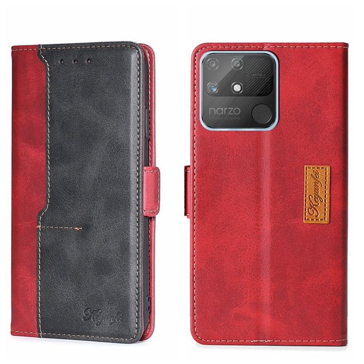 For OPPO Realme Narzo 50A Contrast Color Side Buckle Leather Phone Case