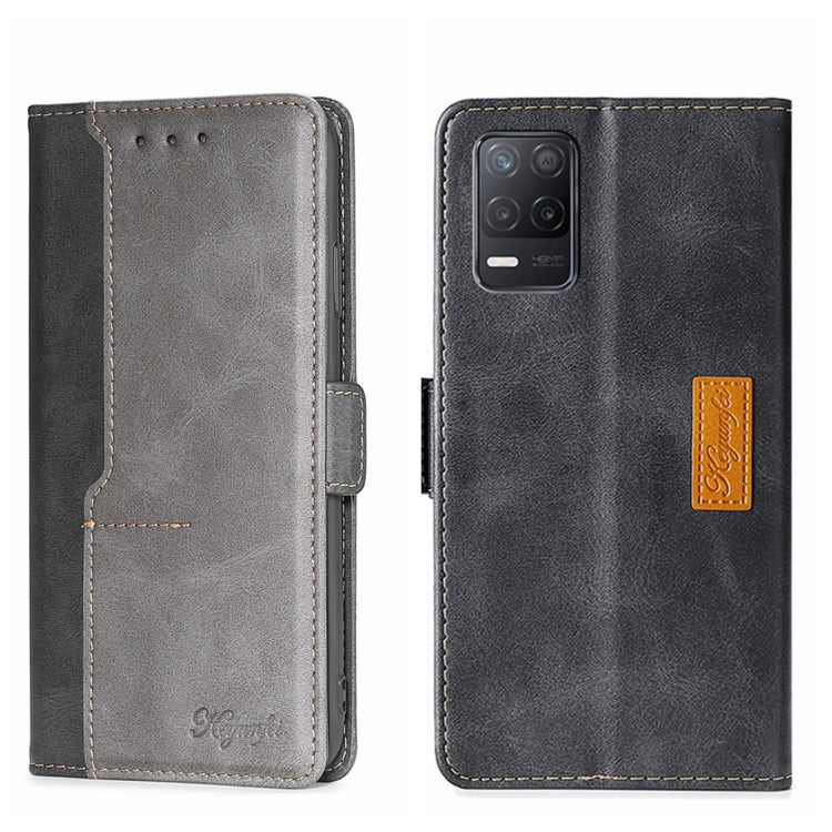 For OPPO Realme V13 5G Contrast Color Side Buckle Leather Phone Case
