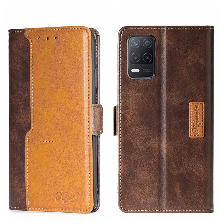 For OPPO Realme V13 5G Contrast Color Side Buckle Leather Phone Case