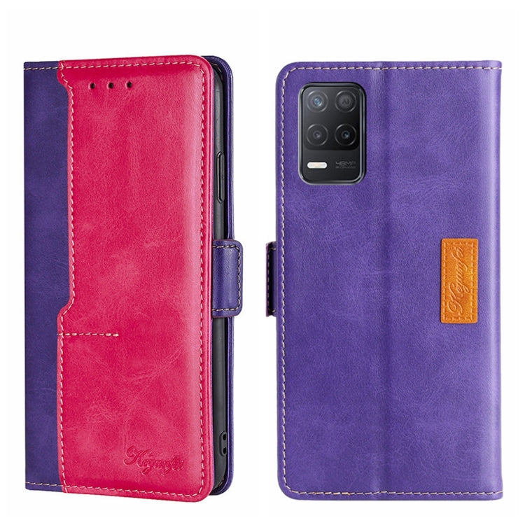 For OPPO Realme V13 5G Contrast Color Side Buckle Leather Phone Case