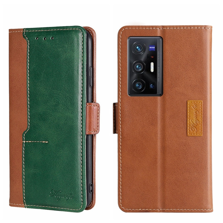 For vivo X70 Pro+ Contrast Color Side Buckle Leather Phone Case