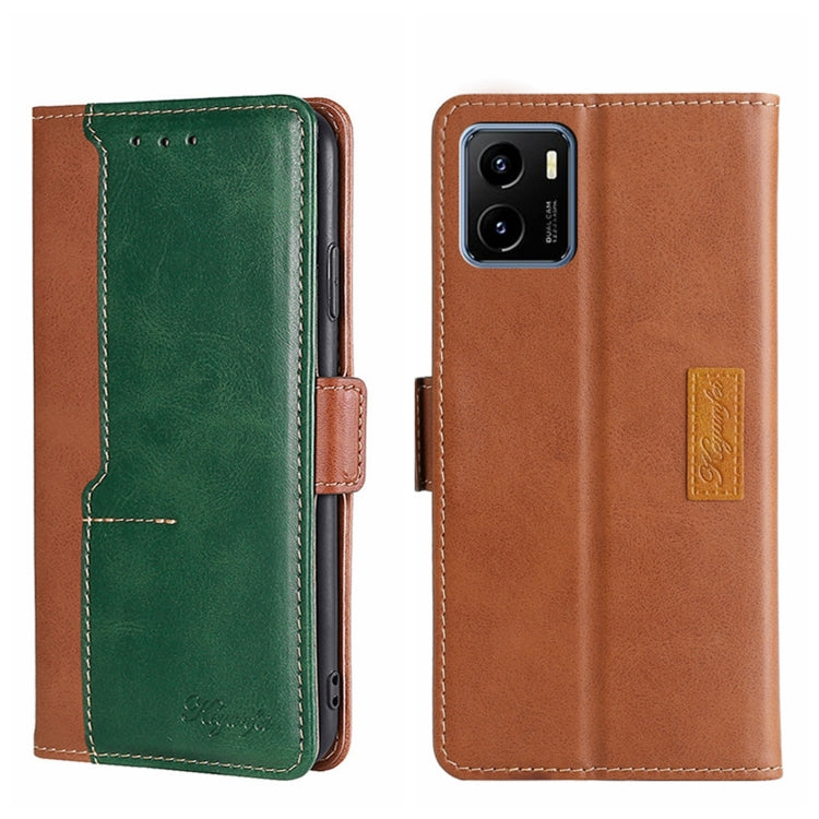 For vivo Y15S Global Contrast Color Side Buckle Leather Phone Case