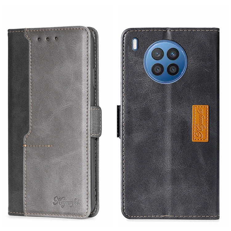 For Huawei nova 8i Contrast Color Side Buckle Leather Phone Case